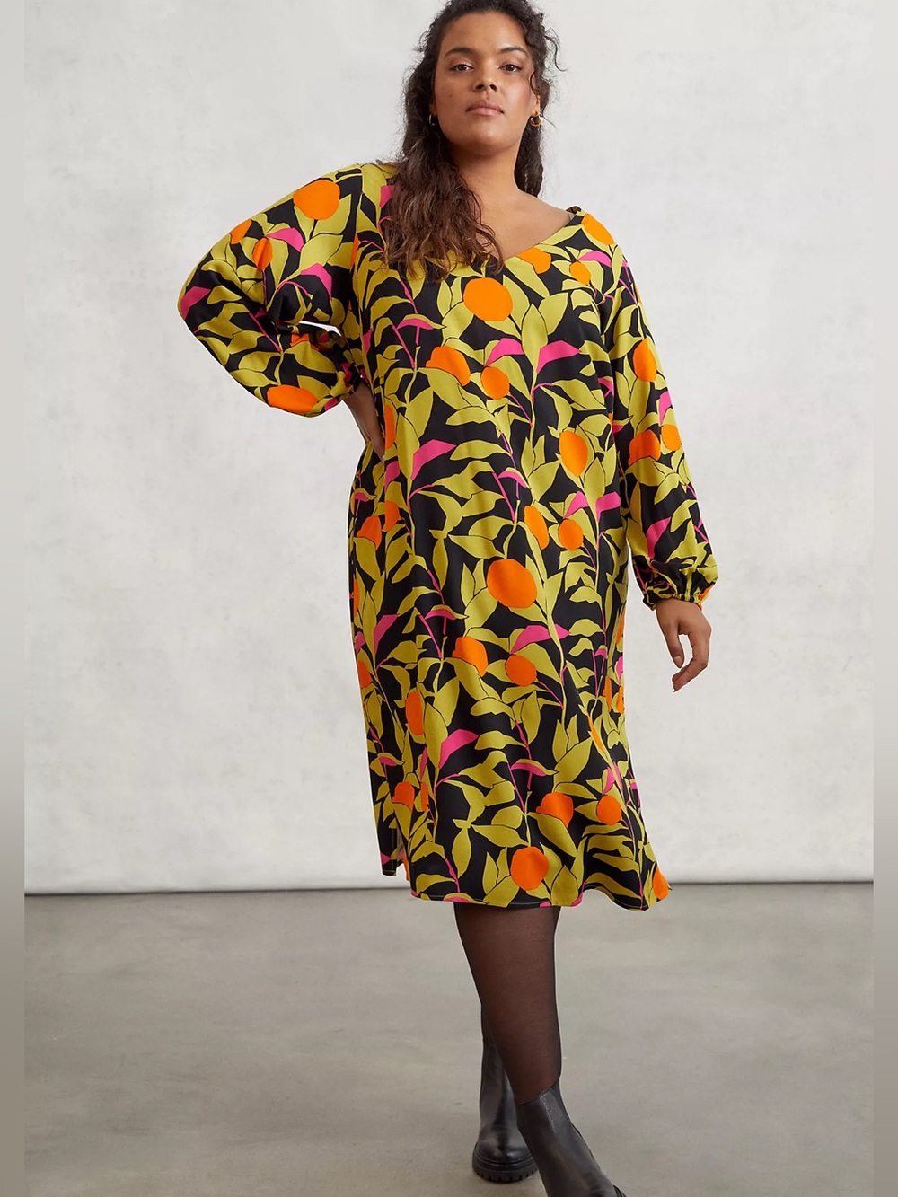 NWT Anthropologie Naranjas Midi Dress Citrus Fruit Orange Mandarin Tangerine 1X